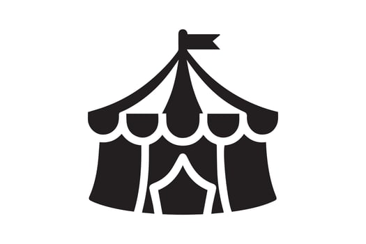 Circus tent silhouette Flat illustration isolated vector