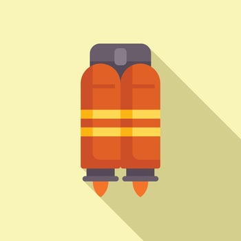 Jetpack launching with fire burning fuel for extreme sport vector