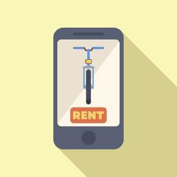 Mobile app showing a bicycle for rent vector