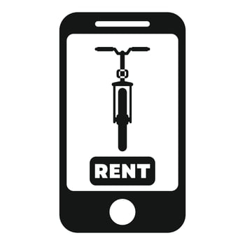 Smartphone app showing bicycle for rent vector