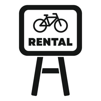 Bike rental sign showing bicycle rent or hire vector