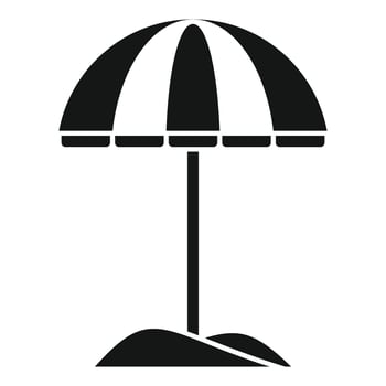 Beach umbrella standing on sand providing shade icon vector
