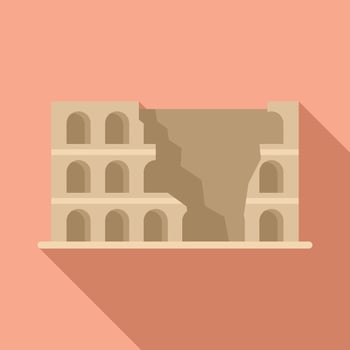 The colosseum building casting long shadow over rome italy tourism vector