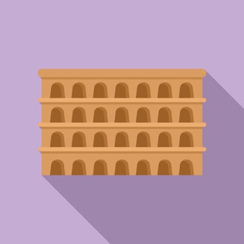 Roman colosseum facade standing tall against purple background vector