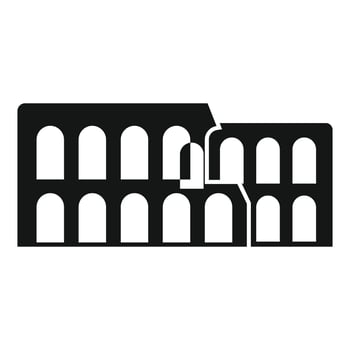 Black silhouette ancient building ruins architecture icon vector