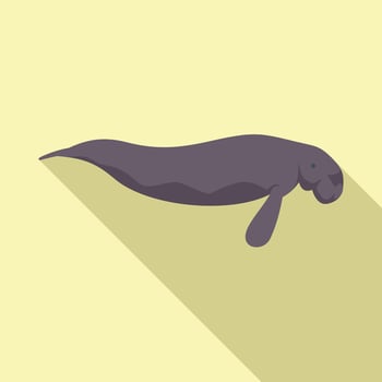 Large dugong sea cow swimming underwater minimalist illustration vector