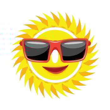 Happy smiling sun wearing sunglasses summer vacation concept vector