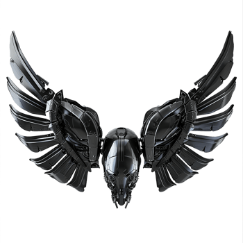 Black robot wings isolated on transparent background png