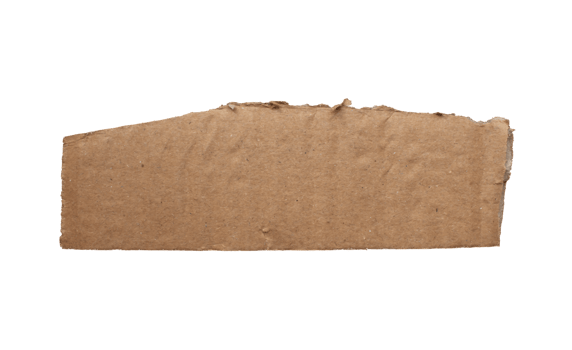 One piece of ripped torn cardboard paper piece isolated on transparent background, paper edge design element png