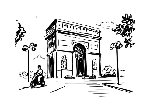 Triumphal Arch. Paris, France drawing sketch vector