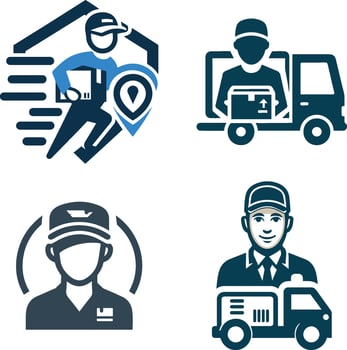 Delivery Man Logo set icon on white background vector