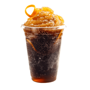 a drink with ice and orange slices in it png