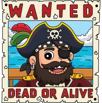 Pirate Wanted Poster Cartoon Colored Clipart vector