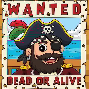 Pirate Wanted Poster Colored Cartoon Illustration vector