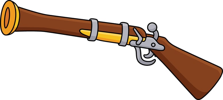 Pirate Flintlock Pistol Cartoon Colored Clipart vector