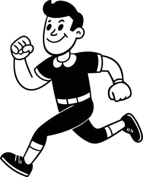 cartoon people running illustration black and white vector