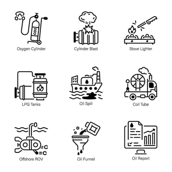 An icon of oil funnel in line style vector