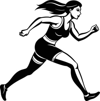 silhouette of a woman running illustration black and white vector