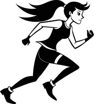 silhouette of a woman running illustration black and white vector