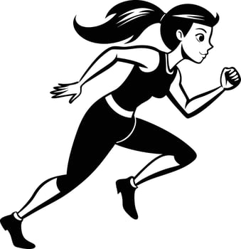 silhouette of a woman running illustration black and white vector
