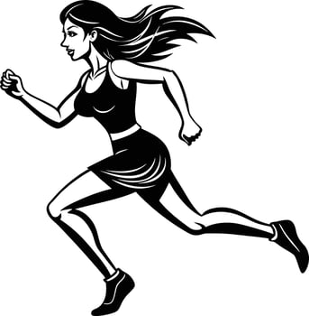 silhouette of a woman running illustration black and white vector