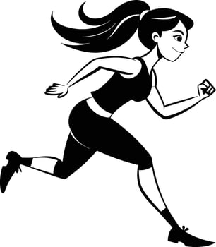 silhouette of a woman running illustration black and white vector