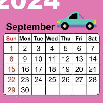 Printable calendar with colorful car vector
