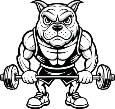 head bulldog dog pet line art illustration, cartoon outline white background vector