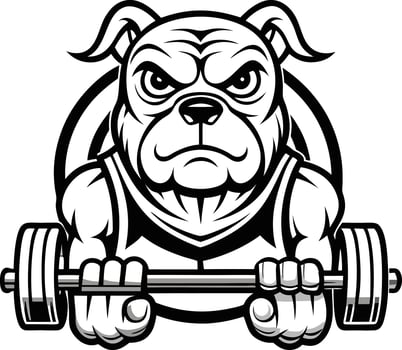 head bulldog dog pet line art illustration, cartoon outline white background vector