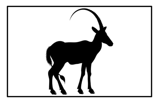 Black Alpine Goat Silhouette, Alpine ibex silhouette illustration vector