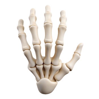 Human hand bones structure 3d icon on the transparent background png