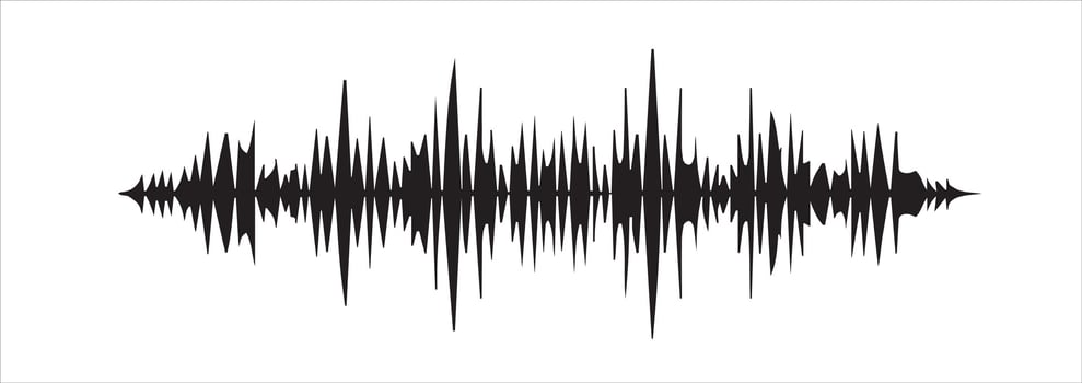 Black and White Audio Waveform Illustration on White Background. High Resolution Sound Wave Design vector