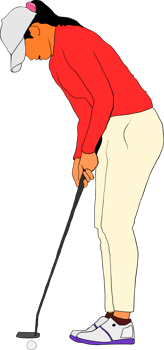 Female Golfer playing art for design. png