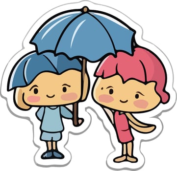 Illustration sticker of two loving couple vector