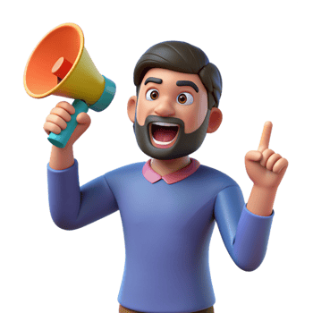 A exciting happy man 3D photo png