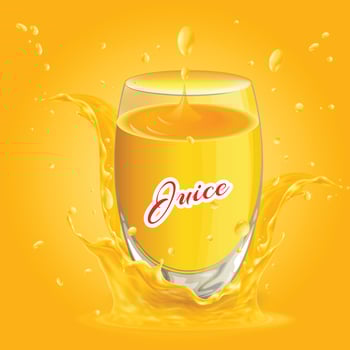 Juice Splash Glass Bottle Package Design For fruit vector