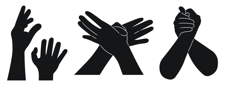 Different hand gestures set. Signs expressed by adults and children vector