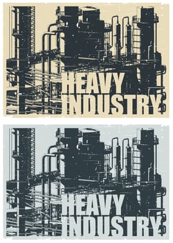 Heavy industry illustration in old poster style vector