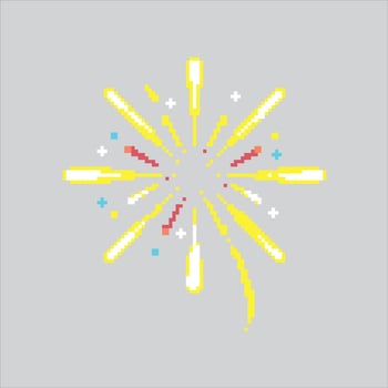 Pixel art illustration Fireworks. Pixelated Carnival Fireworks. Carnival Fireworks pixelated for the pixel art game and icon for website and game. old school retro. vector