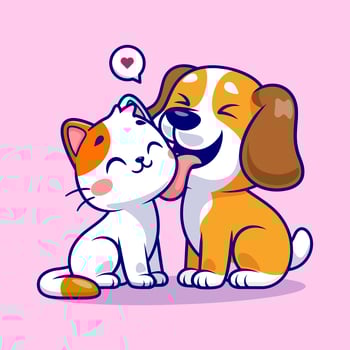 Cute Dog Licking Cat Cartoon vector