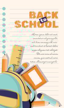 Back to School template with school stationery vector