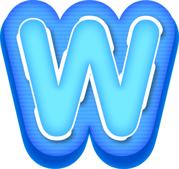 Letter W, Blue Tech Effect Alphabet png