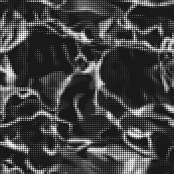 Digital dot half tone black smoke camouflage texture, seamless waves pattern. Urban military clothing style, masking dotty smoke camo repeat print vector