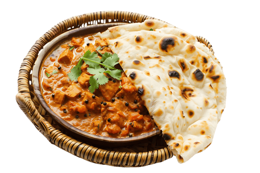 Delicious Indian Food, Chicken Curry With Naan Bread, Photo png