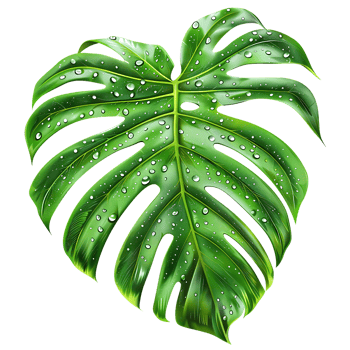 Green Leaf with Water Drops Illustration png