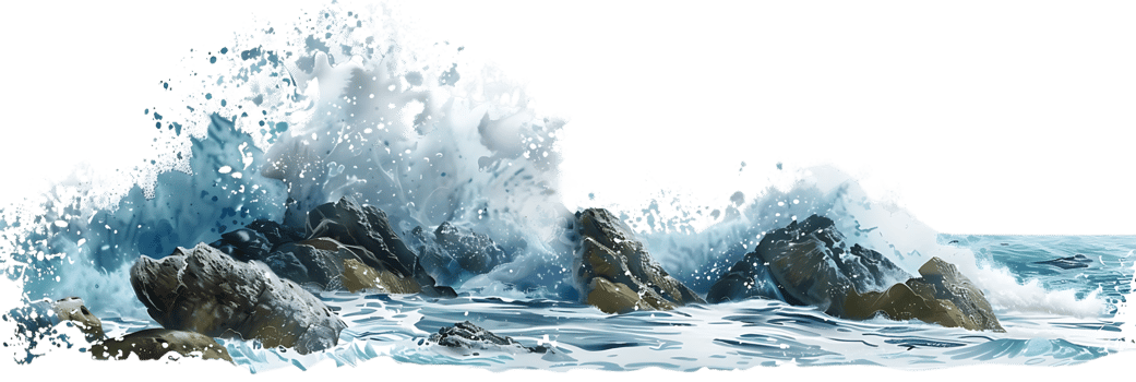 Ocean Waves Crashing Against Rocks Illustration png