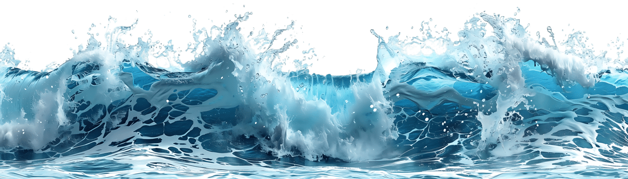 3D Render of Crashing Wave with Ocean Water and Foam png
