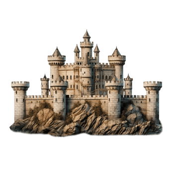 Medieval castle on rock hill png