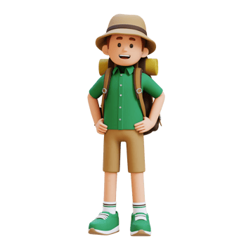 3D Traveller Character Standing with Hand on Hip png