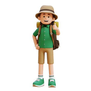 3D Traveller Character Giving Thumbs Up Pose png